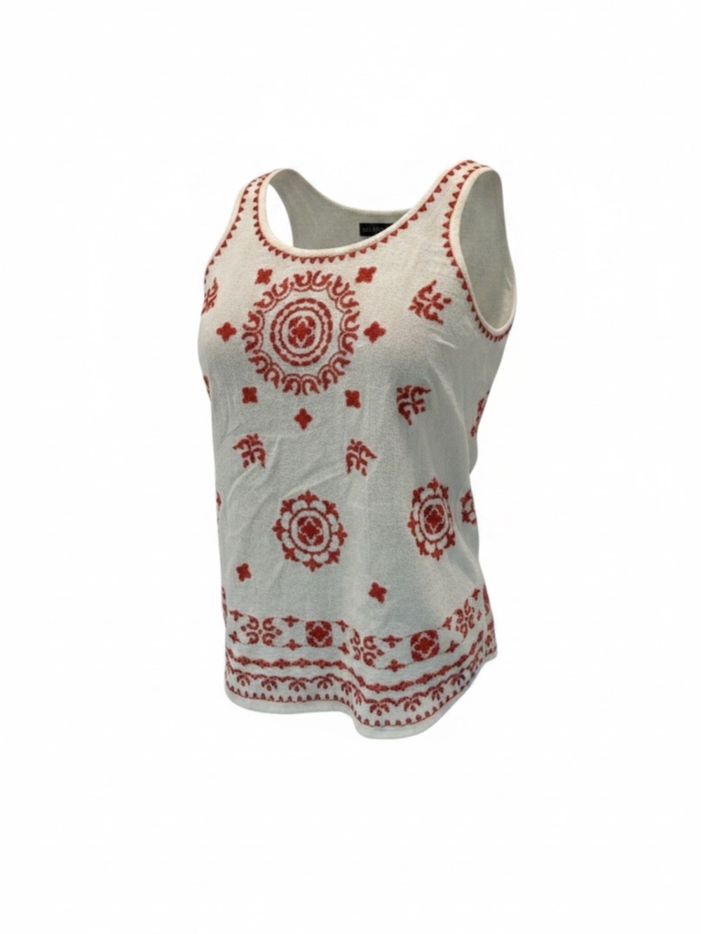 Lucky Brand Embroidered Festival Boho Cream Tank Top size Small